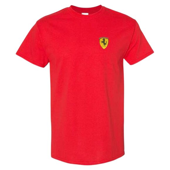 Men’s Ferrari Car Logo Embroidered Cotton T-Shirt - Red - Picture 1 of 2